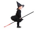 Little witch on broomstick