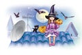 Little witch and cat Royalty Free Stock Photo