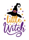 Little Witch - Cute witch`s hat and stars.