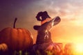 Little witch outdoors Royalty Free Stock Photo