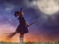Little witch outdoors Royalty Free Stock Photo