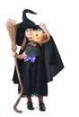 Little witch shows the collected candy