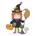 Little Witch Vector Cartoon Royalty Free Stock Photo