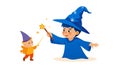 Little Wizard Boy Casting a Spell, Magical Adventure and Imagination, vector design Generative AI Royalty Free Stock Photo