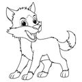 Little Wolf Cartoon Animal Illustration BW