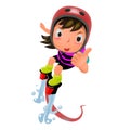 little woman play fly board isolated illustration
