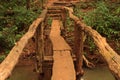 Little wood Bridge next to the Tad Pha Suam waterfall,champasak Royalty Free Stock Photo