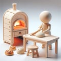 The little wooden baker a dream of bread and fire.The magic of the wood Royalty Free Stock Photo