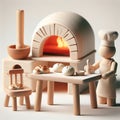 The little wooden baker a dream of bread and fire.The magic of the wood Royalty Free Stock Photo