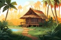 little wooden house in the jungle AI generated