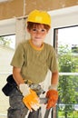 Little workman with security helmet Royalty Free Stock Photo
