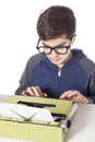 Little writer with vintage typewriter