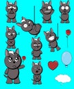 Little xoloitzcuintle character cartoon expressions collection