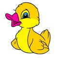 Little yellow cheerful duckling animal character cartoon