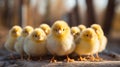 Little yellow chickens that will soon be food on your shelves. AI generated Royalty Free Stock Photo