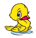 Little yellow duckling cartoon illustration