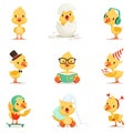 Little Yellow Duckling Different Emotions And Situations Set Of Cute Emoji Illustrations