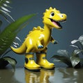Little yellow happy dragon in rubber boots
