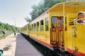 The little yellow train of the Pyrenees waiting for the departure