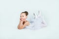 Little young ballerina poses on camera Royalty Free Stock Photo