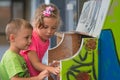 Young children playing piano Royalty Free Stock Photo