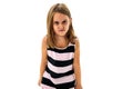 Little young girl is angry, mad, disobedient with bad behaviour. Royalty Free Stock Photo