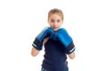 Little young girl practicing boxing Royalty Free Stock Photo
