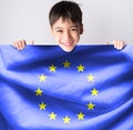 Littleboy taking european flag Royalty Free Stock Photo