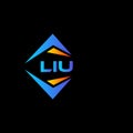 LIU abstract technology logo design on Black background. LIU creative initials letter logo concept