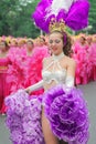 Carnival cabaret dancer wearing festival clothe with Ultra Violet style