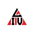 LIV triangle letter logo design with triangle shape. LIV triangle logo design monogram. LIV triangle vector logo template with red