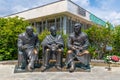 Livadia, Crimea - July 10. 2019. Monument to Stalin, Roosevelt and Churchill for anniversary of conference in Yalta in 1945