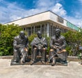 Livadia, Crimea - July 10. 2019. Monument to Stalin, Roosevelt and Churchill for anniversary of conference in Yalta in 1945
