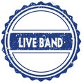 LIVE BAND stamp. sticker. seal. blue round grunge vintage ribbon sign