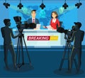 Live breaking news cartoon vector illustration