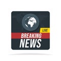 Live Breaking News headline in blue dotted world map background. Vector illustration Royalty Free Stock Photo