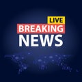 Live Breaking News headline in blue dotted world map background. Vector illustration Royalty Free Stock Photo