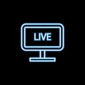 live broadcast on TV icon in neon style. One of journalism collection icon can be used for UI, UX Royalty Free Stock Photo