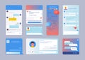 Live chat app. UI UX chatbot design. Smartphone screen of web support. Text messages on website page. Instant form