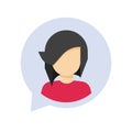 Live chat icon vector or online person typing message symbol flat cartoon, idea of chatting woman balloon or girl speak