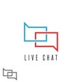 Live chat logo mockup, speech message red and blue emblem communication, talk chatting discussion club Royalty Free Stock Photo
