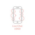 Live chat logotype with outline black smartphone Royalty Free Stock Photo