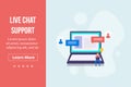 Live chat support and customer service experience, man interacting with crm. Landing page template. Royalty Free Stock Photo