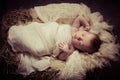 Baby in manger Christmas nativity scene Royalty Free Stock Photo