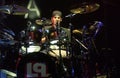 Live concert by the American band Linkin Park at the Alcatraz nightclub,the drummer Rob Bourdon during the concert