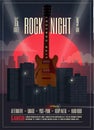 Live Concert Rock Night Poster, Flyer, Banner template for your event, concert, party, show, festival. Vector illustration.