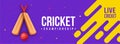 Live cricket banner or poster design. Royalty Free Stock Photo