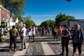 Demonstrators in the streets at the minneapolis riots for george floyd