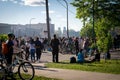 Live demonstrators and protestors in the streets in peaceful demonstration at minneapolis riots for george floyd