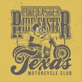 Live Faster Ride Faster, Slogan for T-shirt Design. Texas Motorcycle Club. Royalty Free Stock Photo